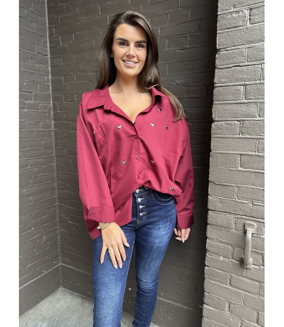 Blouse Hart Studs Bordeaux