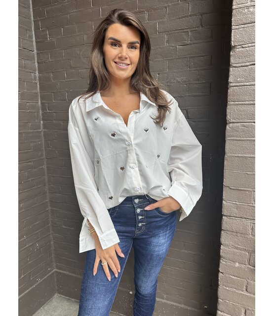 Blouse Hart Studs Wit