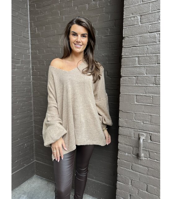 Trui Smile oversized camel