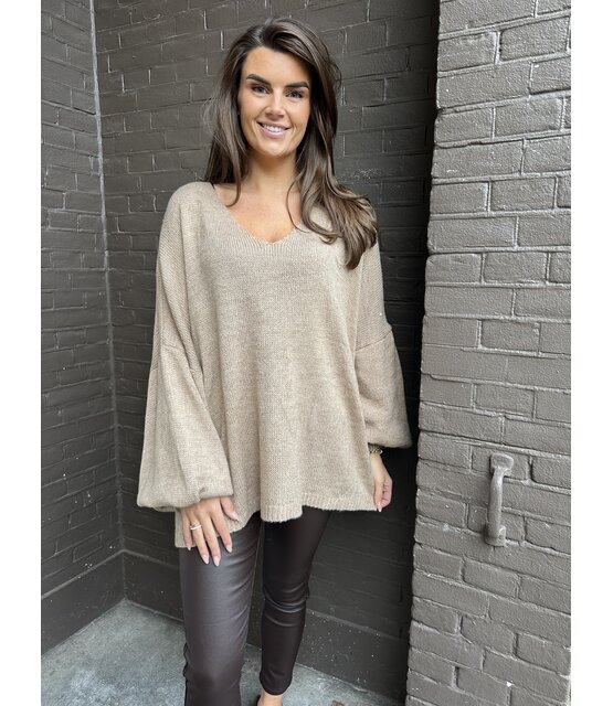 Trui Smile oversized camel