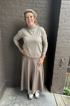 Rok Leather look taupe