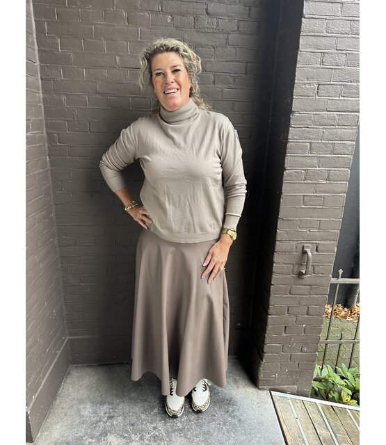 Rok Leather look taupe