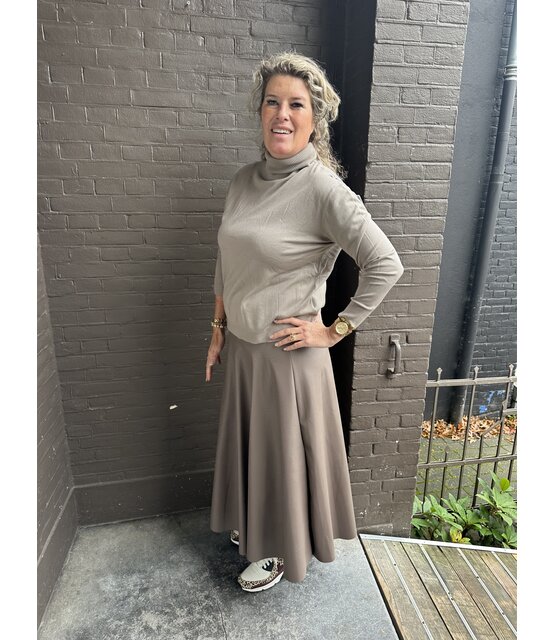 Rok Leather look taupe