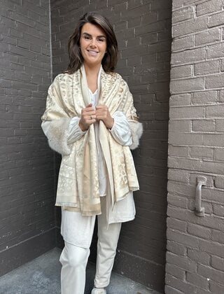 Sjaal Panter Beige/Goud