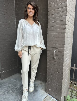 Broek Leer beige