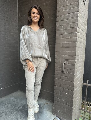 Broek Rib taupe