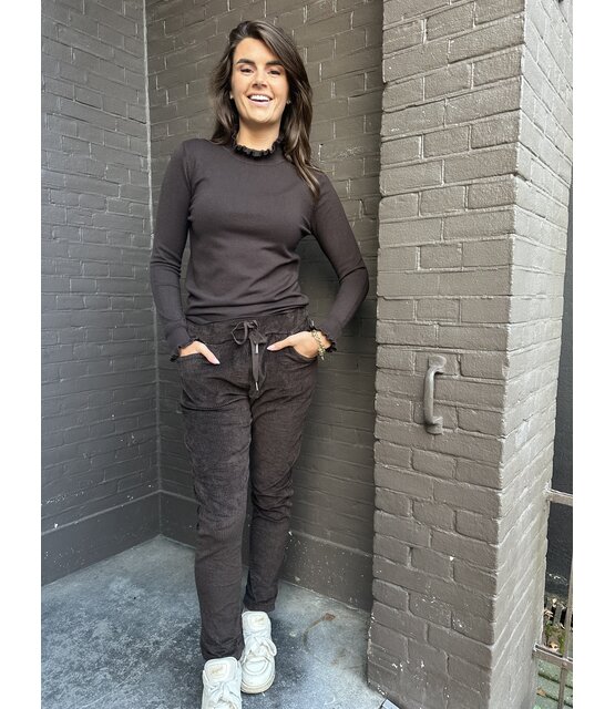 Broek Rib bruin