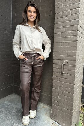 Broek Wide leg bruin