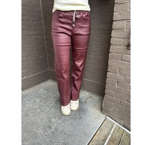 Broek leer wide leg bordeaux