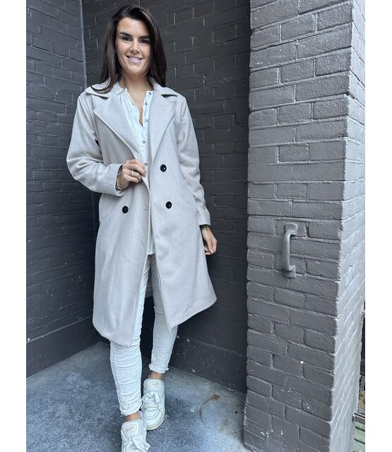 Jas Trenchcoat glitter beige Jas Trenchcoat glitter beige