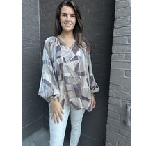 Top Simone print bruin