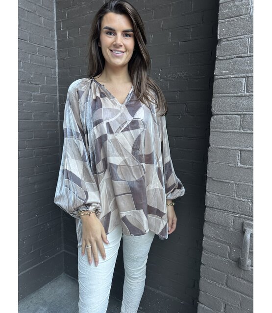 Top Simone print bruin Top Simone print bruin