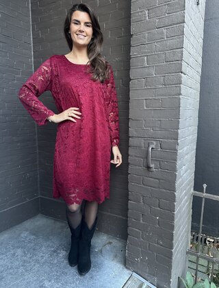 Jurk Kant bordeaux
