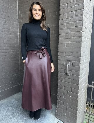 Rok Strik Leer bordeaux