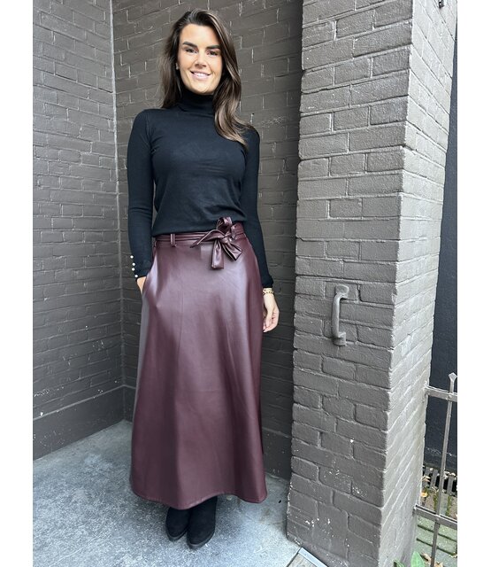 Rok Strik Leer bordeaux Rok Strik Leer bordeaux