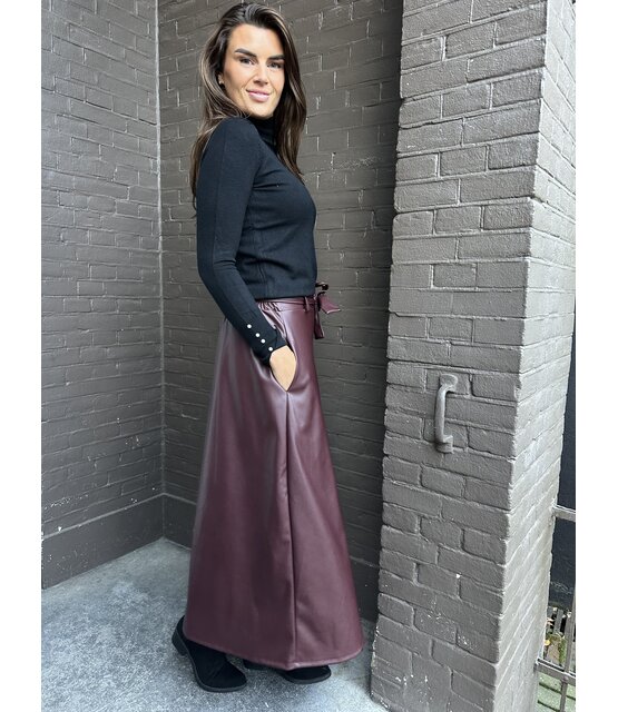 Rok Strik Leer bordeaux Rok Strik Leer bordeaux