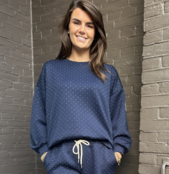 Trui  Life Isn't Perfect Blauw Glitter Trui  Life Isn't Perfect Blauw Glitter