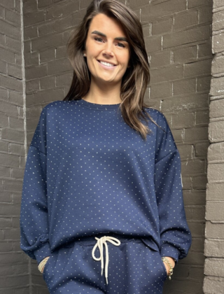 Trui  Life Isn't Perfect Blauw Glitter