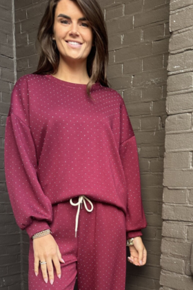 Trui  Life Isn't Perfect Bordeaux Glitter