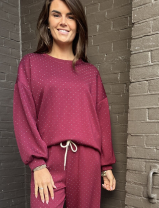 Trui  Life Isn't Perfect Bordeaux Glitter