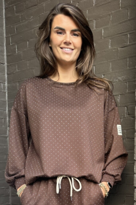 Trui  Life Isn't Perfect Bruin Glitter