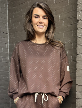 Trui  Life Isn't Perfect Bruin Glitter