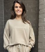 Trui  Life Isn't Perfect Taupe Glitter Trui  Life Isn't Perfect Taupe Glitter