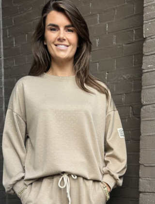 Trui  Life Isn't Perfect Taupe Glitter