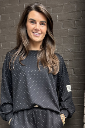 Trui  Life Isn't Perfect Zwart Glitter