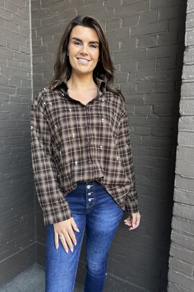 Blouse Dorien ruit bruin