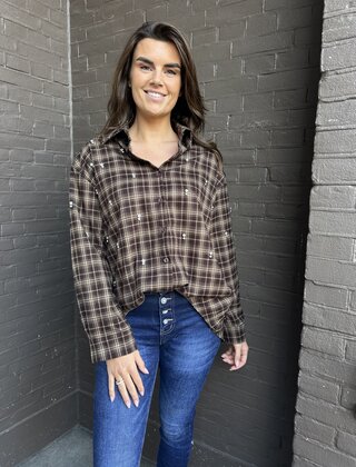 Blouse Dorien ruit bruin