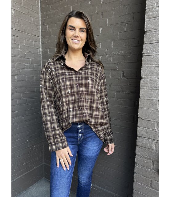 Blouse Dorien ruit bruin