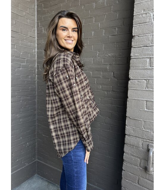 Blouse Dorien ruit bruin