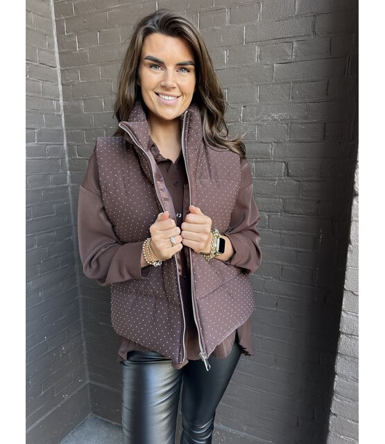 Bodywarmer strass bruin