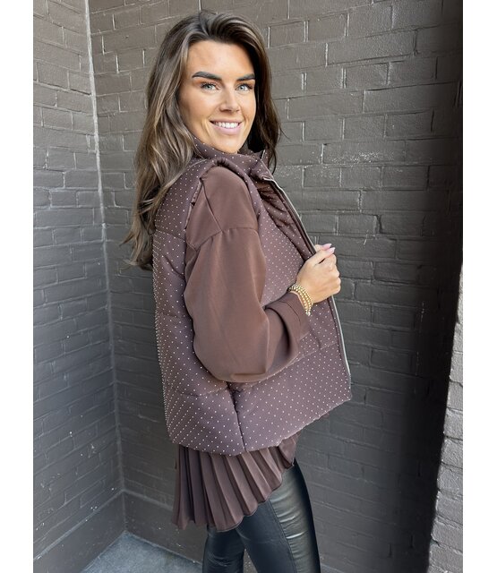 Bodywarmer strass bruin