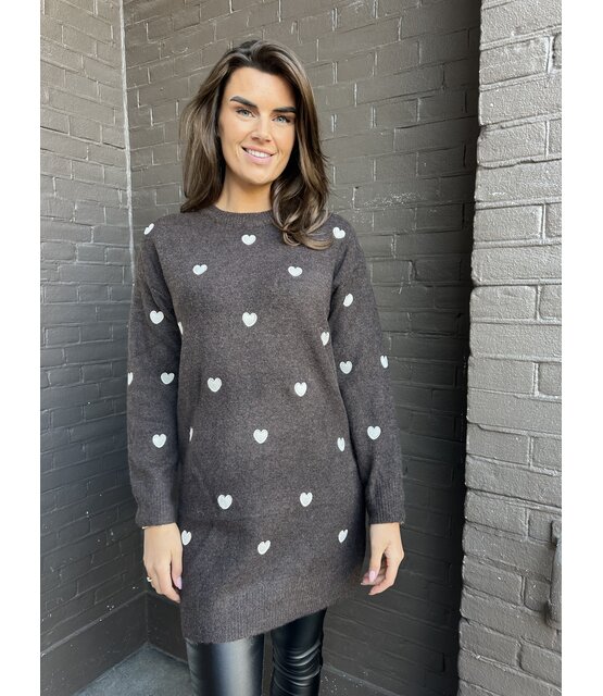 Trui Hartjes long bruin