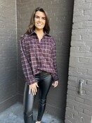 Blouse Dorien ruit bordeaux