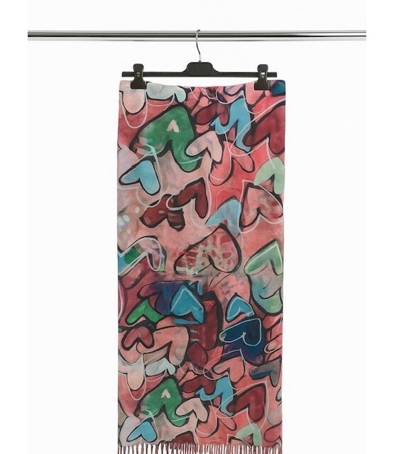 Sjaal Hartjes Roze/Multicolor