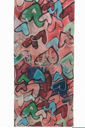 Sjaal Hartjes Roze/Multicolor