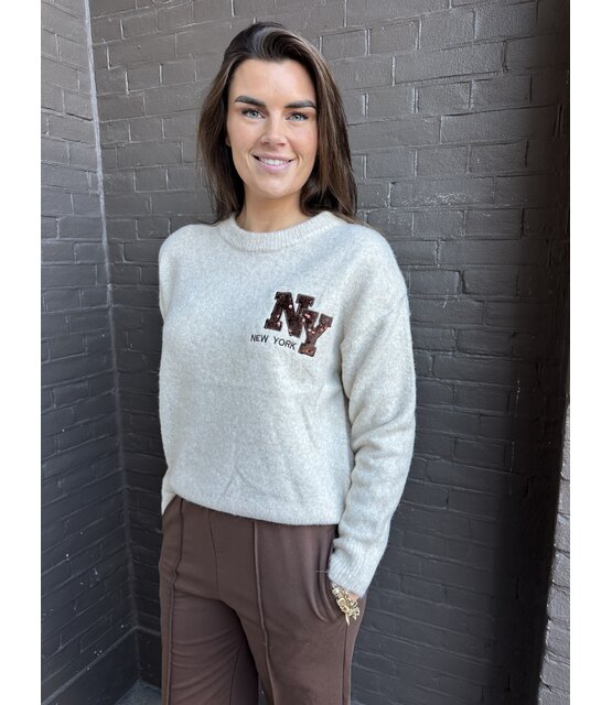 Trui New York Paillet Beige