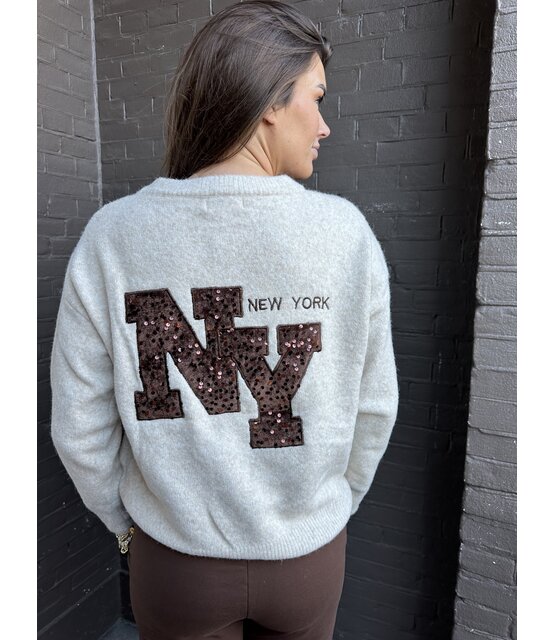 Trui New York Paillet Beige
