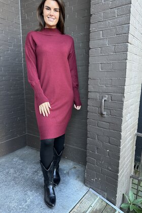 Jurk Col Bianca Bordeaux