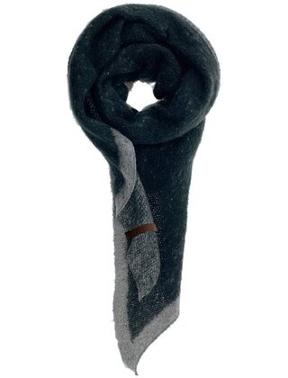 Sjaal Fem Rand Zwart/Grijs