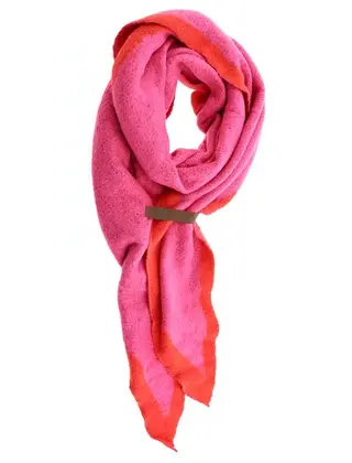 Sjaal Fem Rand Roze/Rood