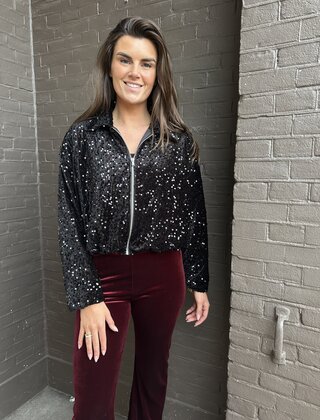 Jas Bomber Paillet Zwart