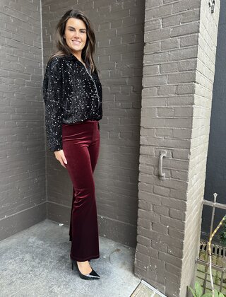 Broek Velvet Bordeaux