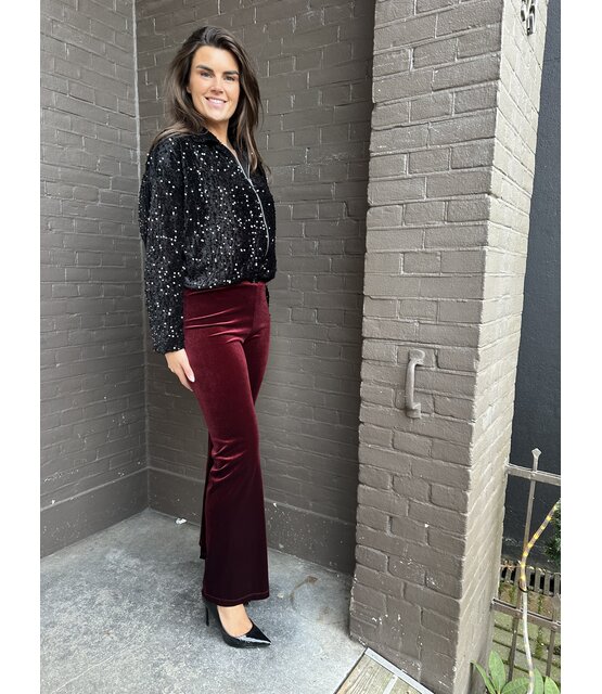 Broek Velvet Bordeaux