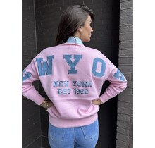 Trui New York roze/lichtblauw