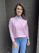 Trui New York roze/lichtblauw