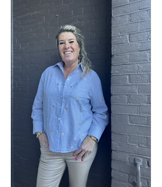 Blouse Esther Blauw/Goud